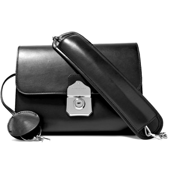 BALENCIAGA BLACK LOCK & KEY CHAIN SHOULDER BAG - Picture 1 of 8